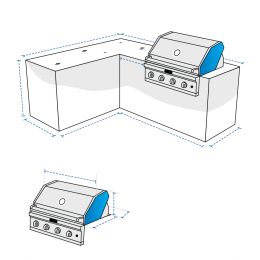 L-shaped Outdoor Kitchen Island BBQ Module - Right