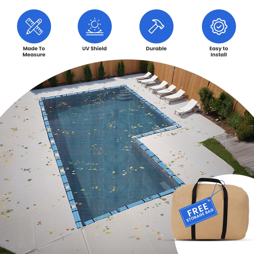 L-shape Leaf Net Pool Covers for Inground Pools | Covers & All AU