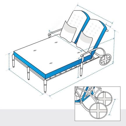 Wheeled Adjustable Chaise Lounge Custom Covers