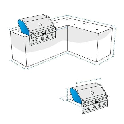L-shaped Outdoor Kitchen Island BBQ Module - Left